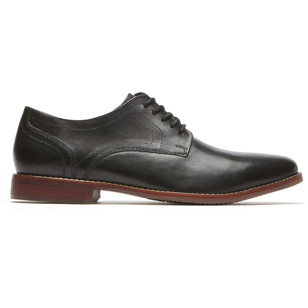 Rockport Style Purpose Plain Toe - Mens Oxfords - Black - NZ (FIA-069743)